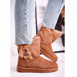 Bottines Daim Fourrure Bouton Marron brun 2