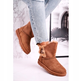 Bottines Daim Fourrure Bouton Marron brun 3