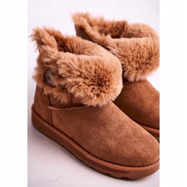 Bottines Daim Fourrure Bouton Marron brun 4