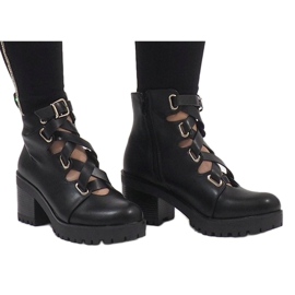 Mulanka Bottines à talons ouvertes noires J-10 le noir 1