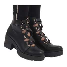 Mulanka Bottines à talons ouvertes noires J-10 le noir 5