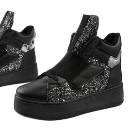 Bottes isolées noires de Hentevar argent 1