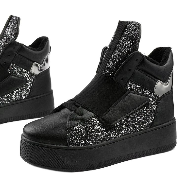 Bottes isolées noires de Hentevar argent 1