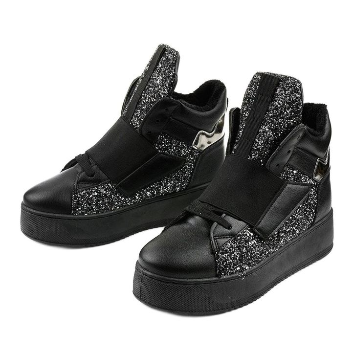 Bottes isolées noires de Hentevar le noir argent 2