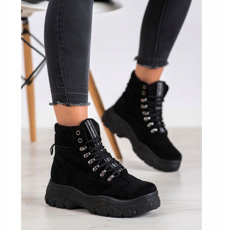 SHELOVET Trappeurs de mode noirs 1