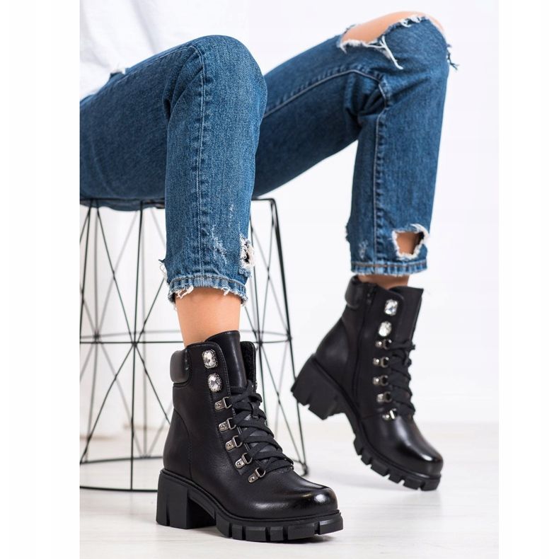 Ideal Shoes Ouvriers du cuir écologique noir 1