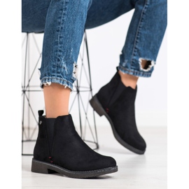Super Me Bottines Chelsea en daim le noir 1
