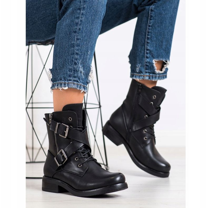 Kayla Ouvriers classiques avec des boucles le noir 2