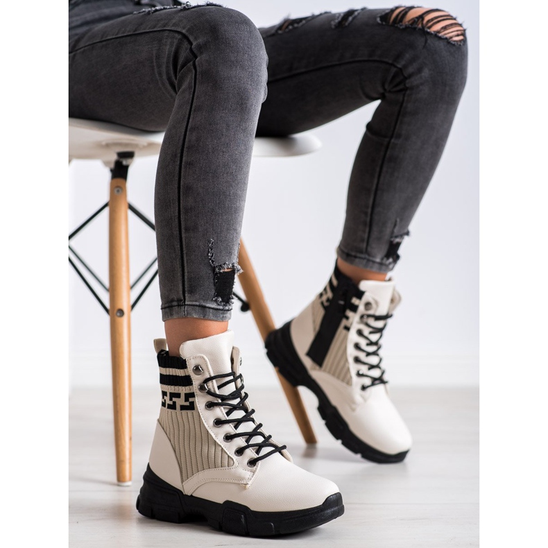 SHELOVET Travailleurs de la mode à lacets blanc noir 1