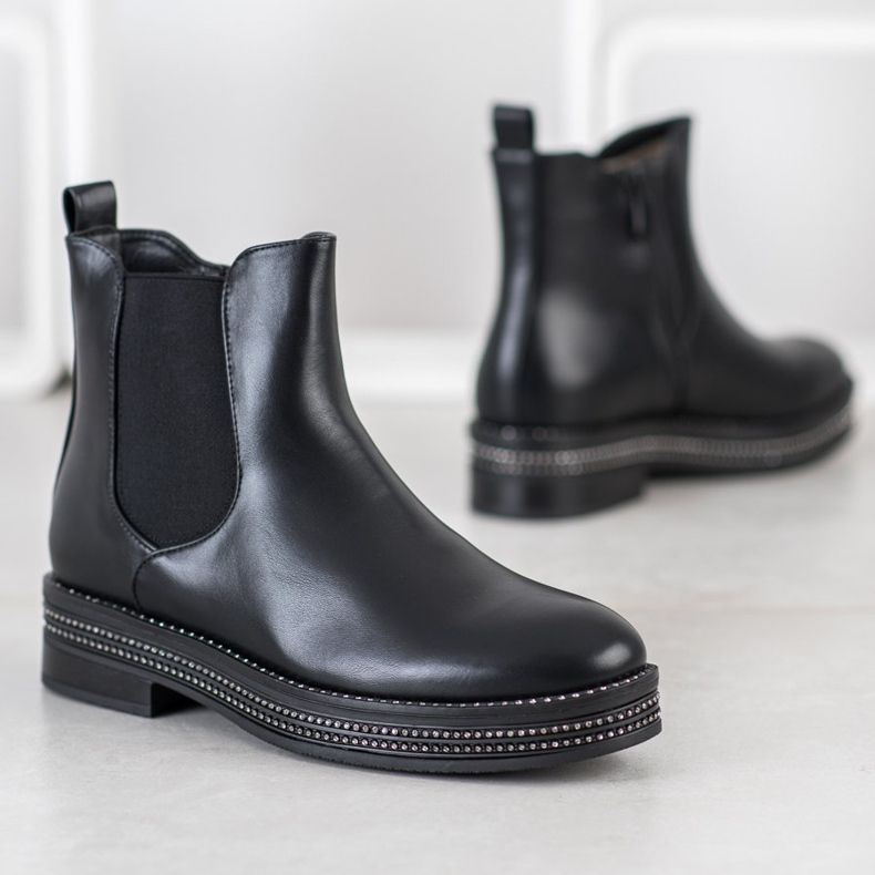 SHELOVET Bottes sur la plate-forme avec zircone cubique noir 2