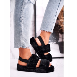 FJ1 Pantoufles pour femmes sur la plate-forme Fourrure Black Cotton Candy noir 2