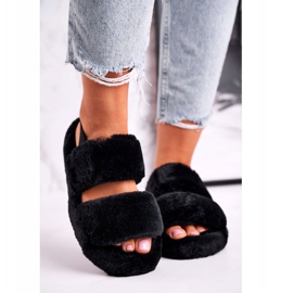 FJ1 Pantoufles pour femmes sur la plate-forme Fourrure Black Cotton Candy noir 1