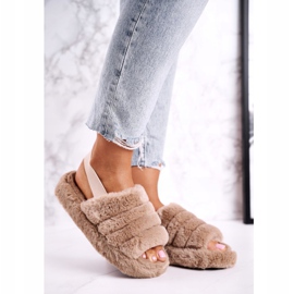 FJ1 Chaussons pour femmes sur la plate-forme Furry Brown Kaki Snowflake brun 1