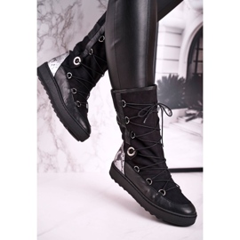 Bottes de neige Laura Messi en daim noir avec fourrure 2054 le noir 3