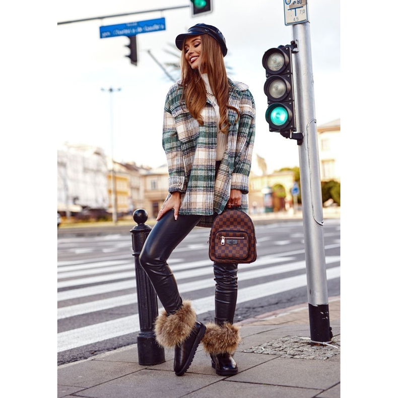 Bottes De Neige Femme En Cuir Avec Fourrure Black Snow Fox le noir 1