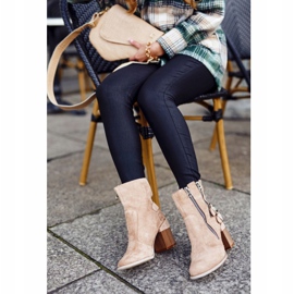 MSMG Bottines à Talon Femme Daim Beige Anabelle 6