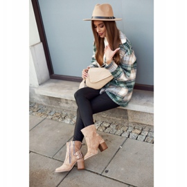 MSMG Bottines à Talon Femme Daim Beige Anabelle 7