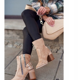 MSMG Bottines à Talon Femme Daim Beige Anabelle 8