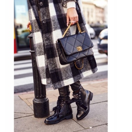 MSMG Bottes pour femmes avec perles en métal Ruban chaud Perla le noir 1