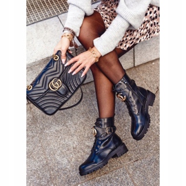PS1 Bottines Femme à Lacets Workers Noir Or le noir 9