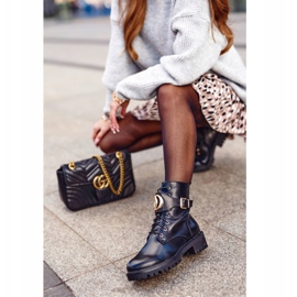 PS1 Bottines Femme à Lacets Workers Noir Or le noir 6