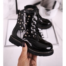 Bottines Chaudes Enfant Strass Laquées Noir Fame le noir 2
