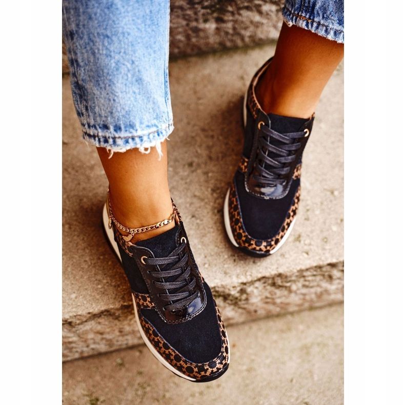 S.Barski Chaussures Sport Femme Baskets Noir Blanc Metronus beige le noir d'or 3