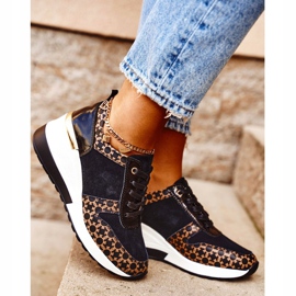 S.Barski Chaussures Sport Femme Baskets Noir Blanc Metronus beige le noir d'or 2