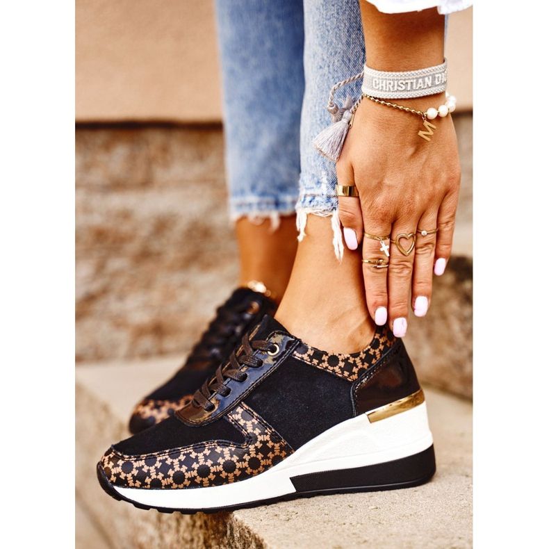 S.Barski Chaussures Sport Femme Baskets Noir Blanc Metronus beige le noir d'or 1