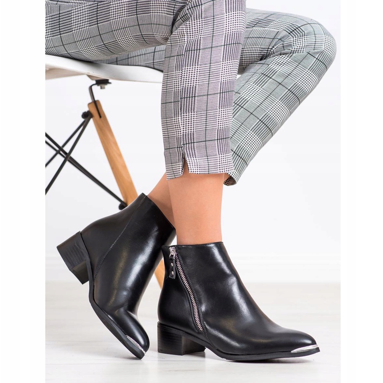 Kayla Bottes élégantes avec une fermeture éclair noir argent 1