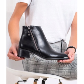 Kayla Bottes élégantes avec une fermeture éclair le noir argent 2