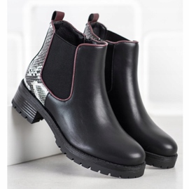 SHELOVET Bottes confortables à imprimé serpent blanche le noir 2