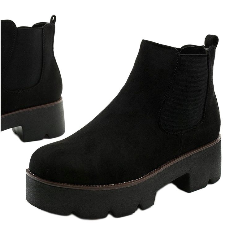 Bottines en daim noir sur la plateforme Arnlando le noir 1