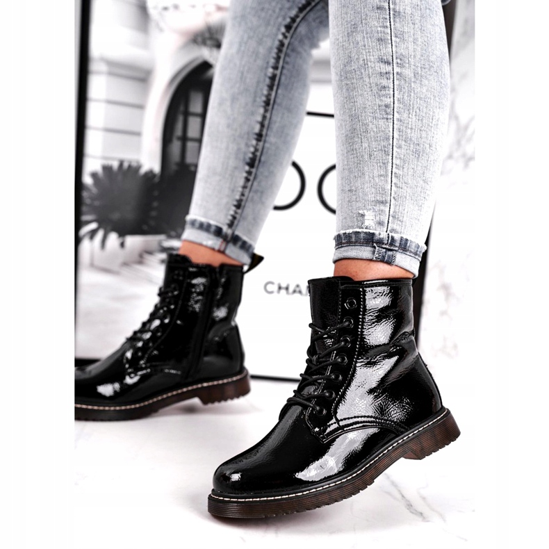 Bottes en cuir verni noir Evento 20DZ23-3216 Marita 1