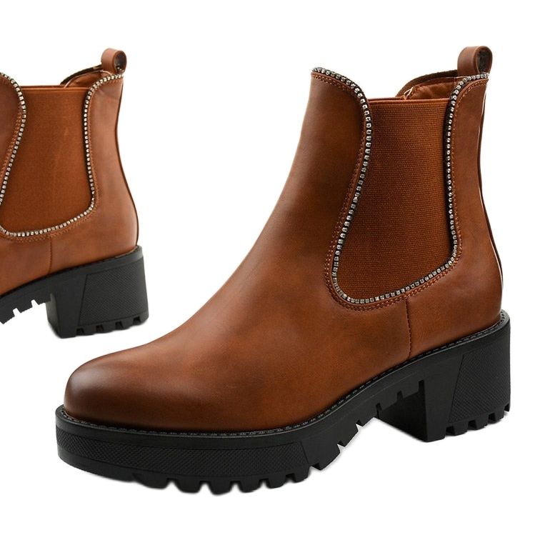 Bottes camel sur la plateforme en éco-cuir Torwarine brun 1