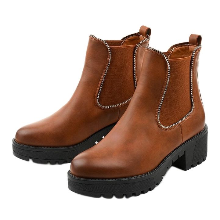 Bottes camel sur la plateforme en éco-cuir Torwarine brun 2