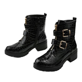 Bottines Lineley laquées et isolées plates noires 2