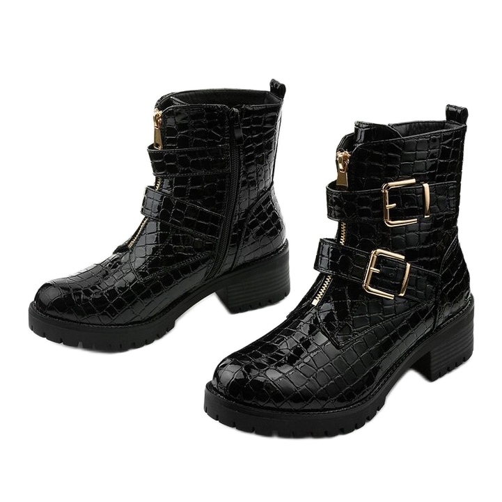 Bottines Lineley laquées et isolées plates noires 2