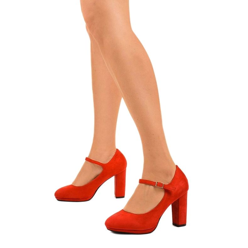 Escarpins en daim rouge sur le montant Neridan 1