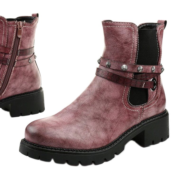 Bottes isolées plates roses avec une fermeture éclair Siempleglam 1