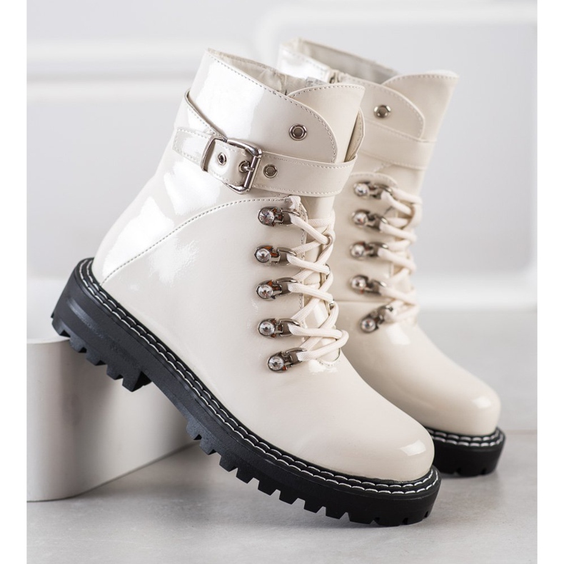 SDS Trappeurs laqués à la mode blanche 2