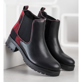 SHELOVET Bottes à carreaux confortables le noir 1