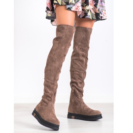 Gogo Bottes à plateforme à la mode beige 1