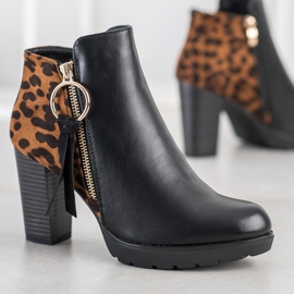 Goodin Bottes chaudes à imprimé léopard brun le noir 3
