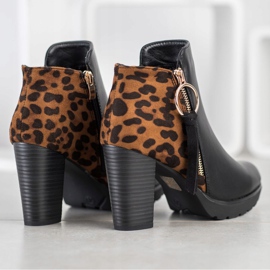 Goodin Bottes chaudes à imprimé léopard brun le noir 2
