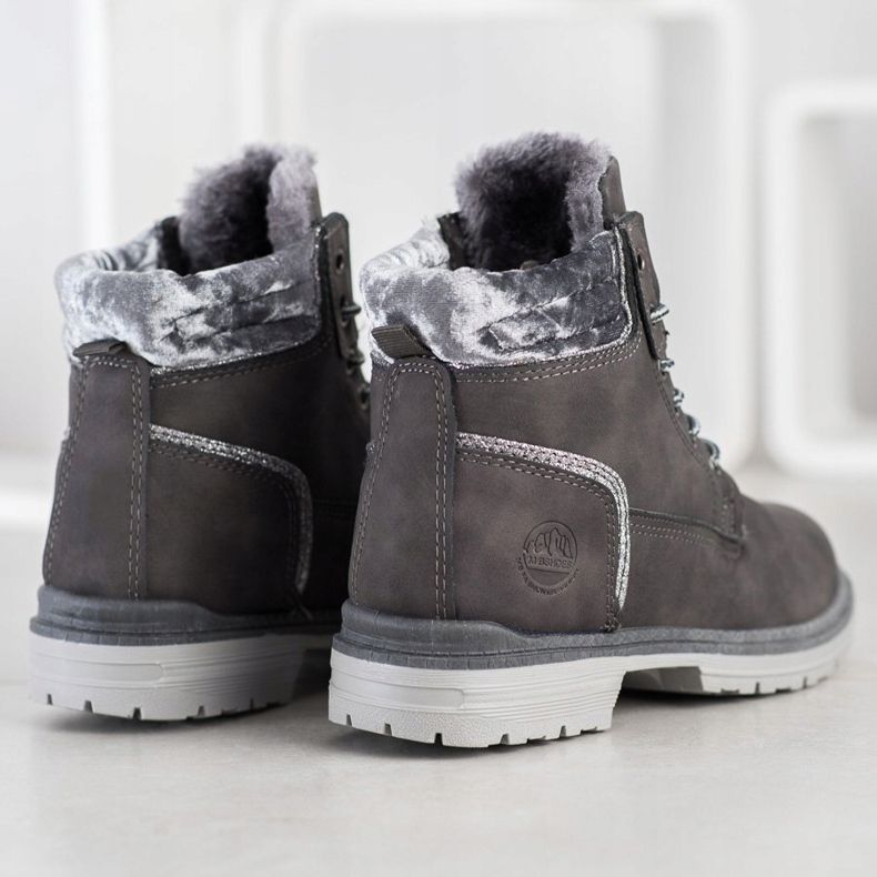 SHELOVET Bottes de randonnée à tige en velours argent gris 2