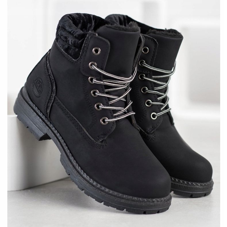 SHELOVET Bottes de randonnée à tige en velours noir 1