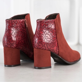 M.Daszyński Boots bordeaux à motif brun rouge 3