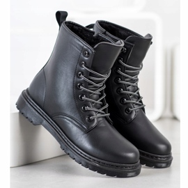 SHELOVET Bottes en cuir écologique noir 1