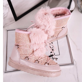 Bottes De Neige Enfant Avec Fourrure Rose Clair Minnie Mouse 1
